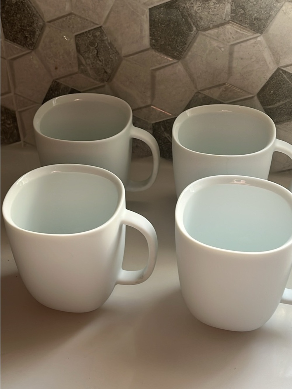 Nespresso White Ceramic Square-Rim Mugs - Set of 4
